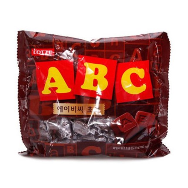 [롯데제과] ABC초콜릿 (187g/밀크초코릿, 1팩)